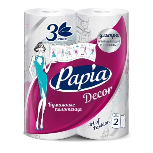 PAPIA DECOR ПОЛОТЕНЦЕ БУМАЖНЫЕ 3СЛ.2ШТ