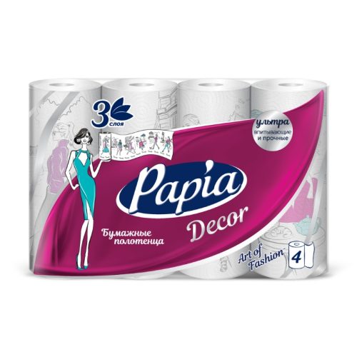 PAPIA DECOR ПОЛОТЕНЦЕ БУМАЖНЫЕ 3СЛ.4ШТ